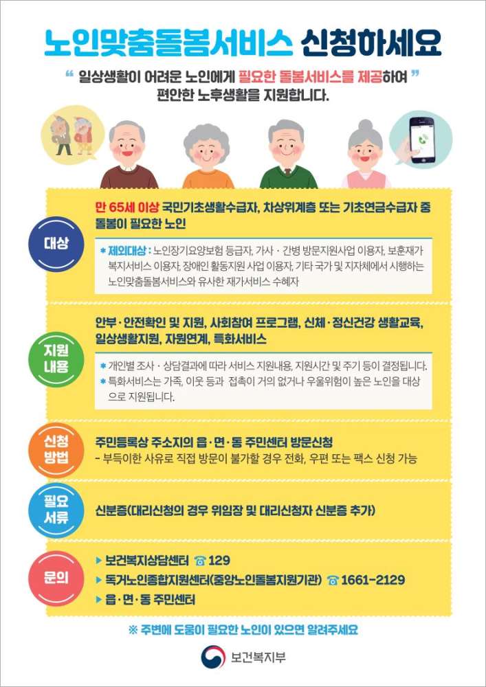 그림입니다.

원본 그림의 이름: 노인맞춤돌봄서비스 홍보자료_Image.jpg

원본 그림의 크기: 가로 795pixel, 세로 1124pixel