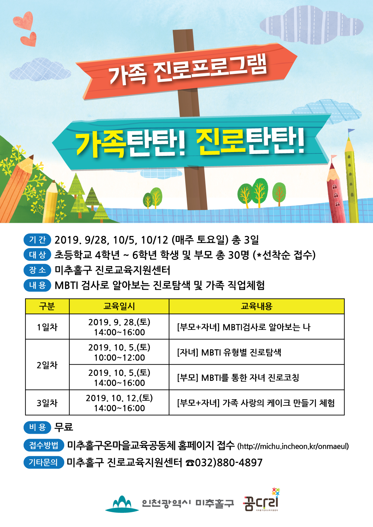 2019 미추홀구진로교육지원센터 가족탄탄 진로탄탄 웹자보(초등).jpg