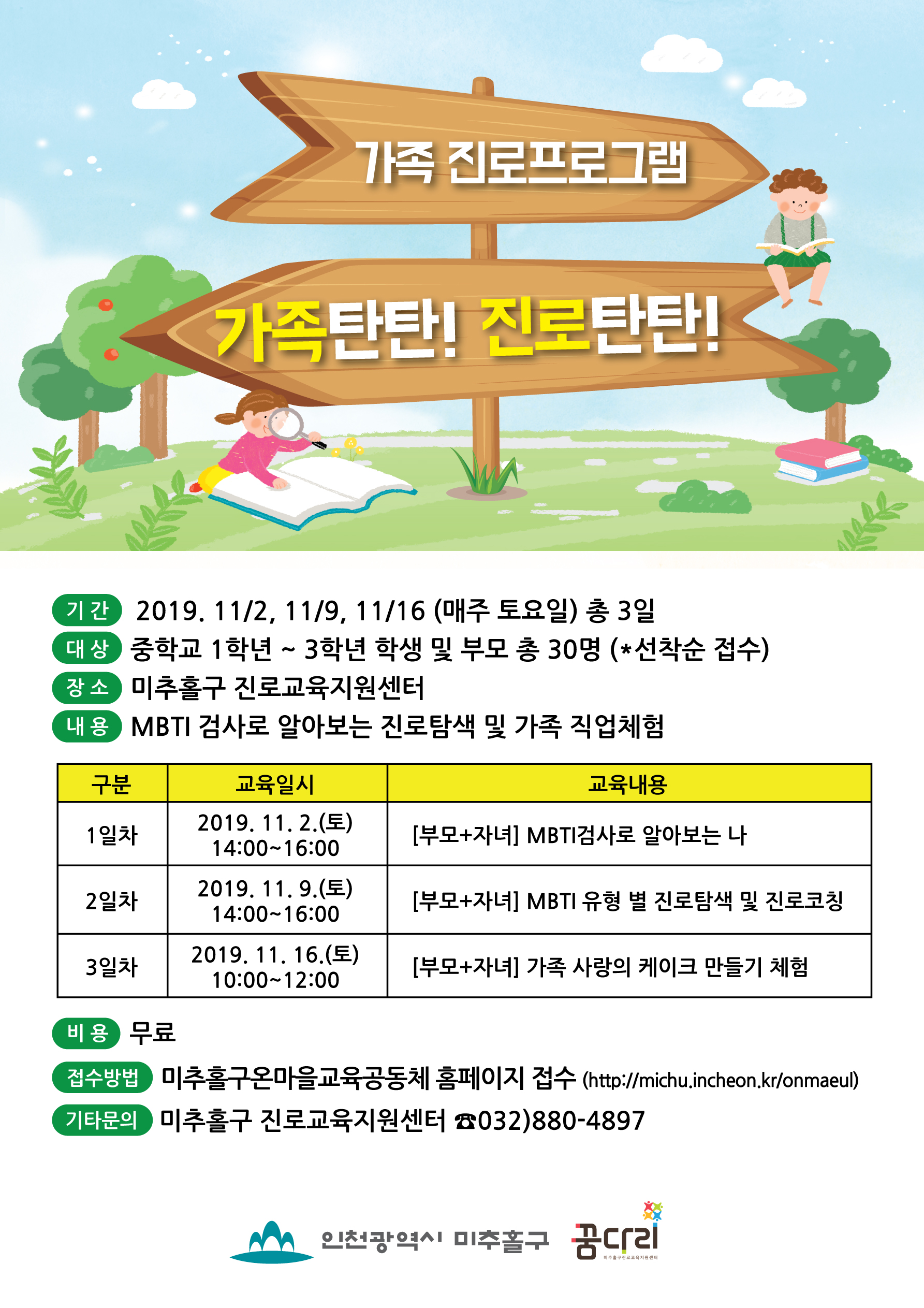2019 미추홀구진로교육지원센터 가족탄탄 진로탄탄 웹자보(중등).jpg